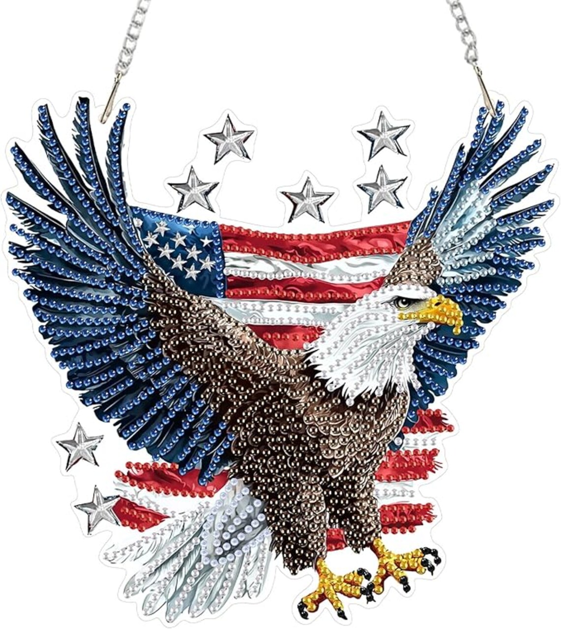 Eagle Diamond Art Hanging Kit for Adult, Special Shaped Rhinestone, DIY Acrylic 5D Diamond Art Painting Window Pendants Home Garden Wall Hanging Kits Hanging Ornament
